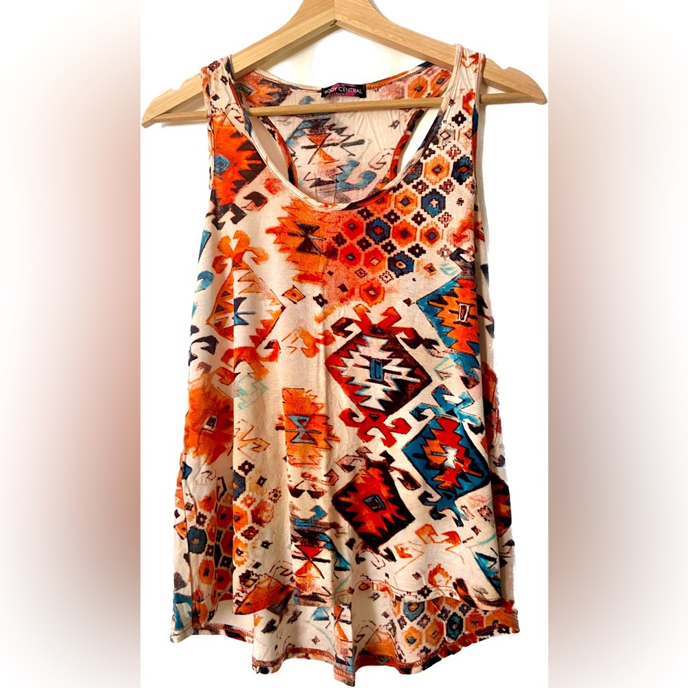Loose Aztec Design Tank Top Size L